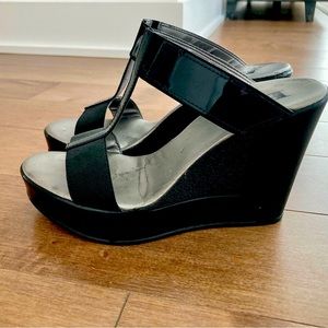 Brown strapped wedge sandals